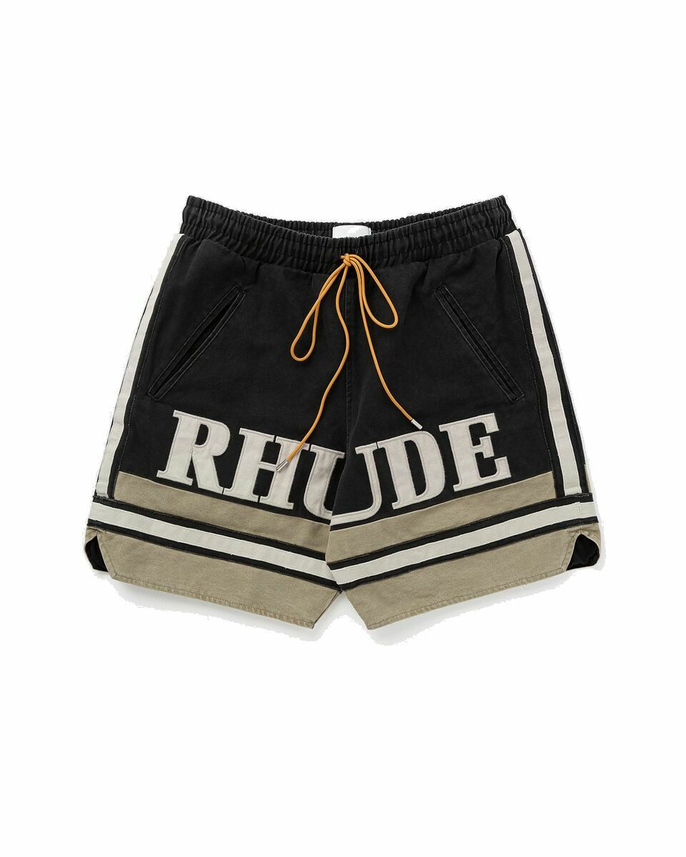Photo: Rhude Rhude Embroidered Logo Short Black - Mens - Sport & Team Shorts