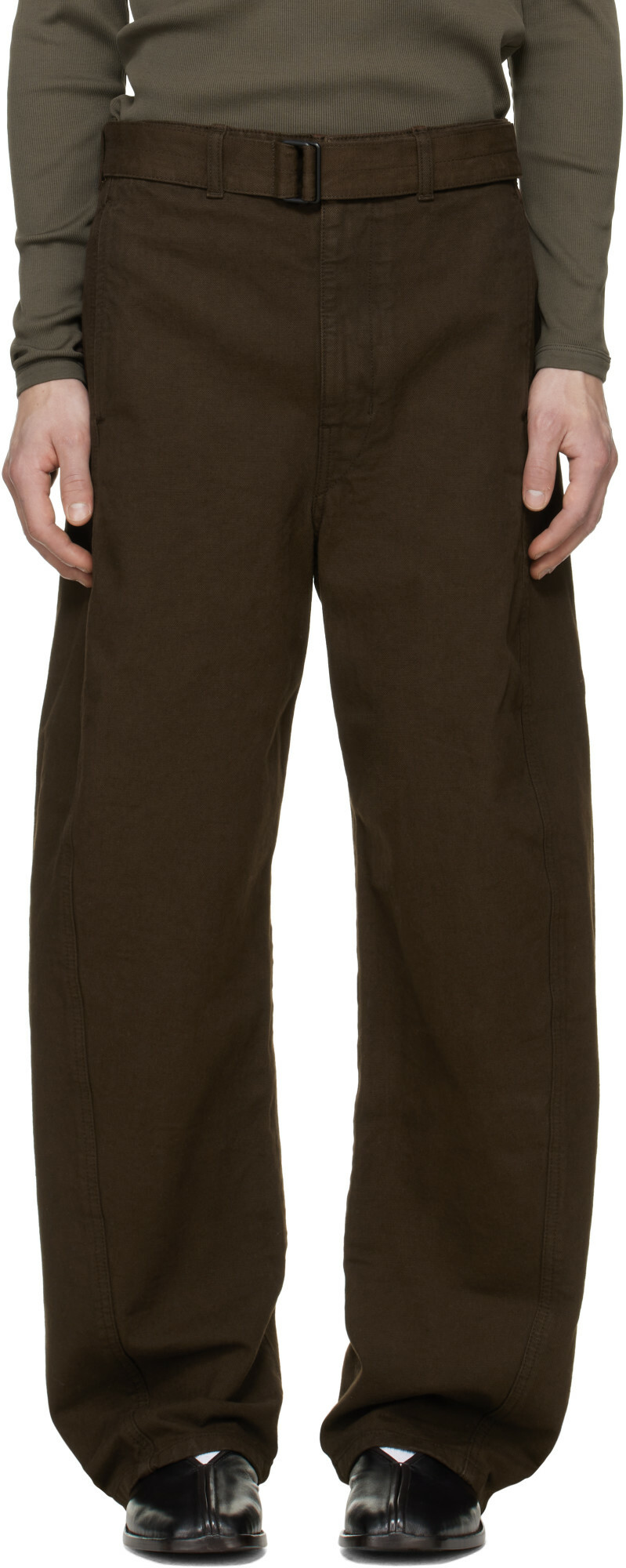 LEMAIRE Brown Twisted Belted Jeans