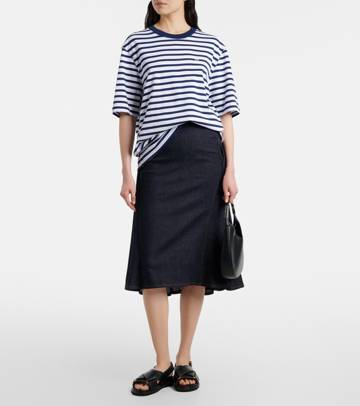 Ami Paris Striped cotton jersey T-shirt