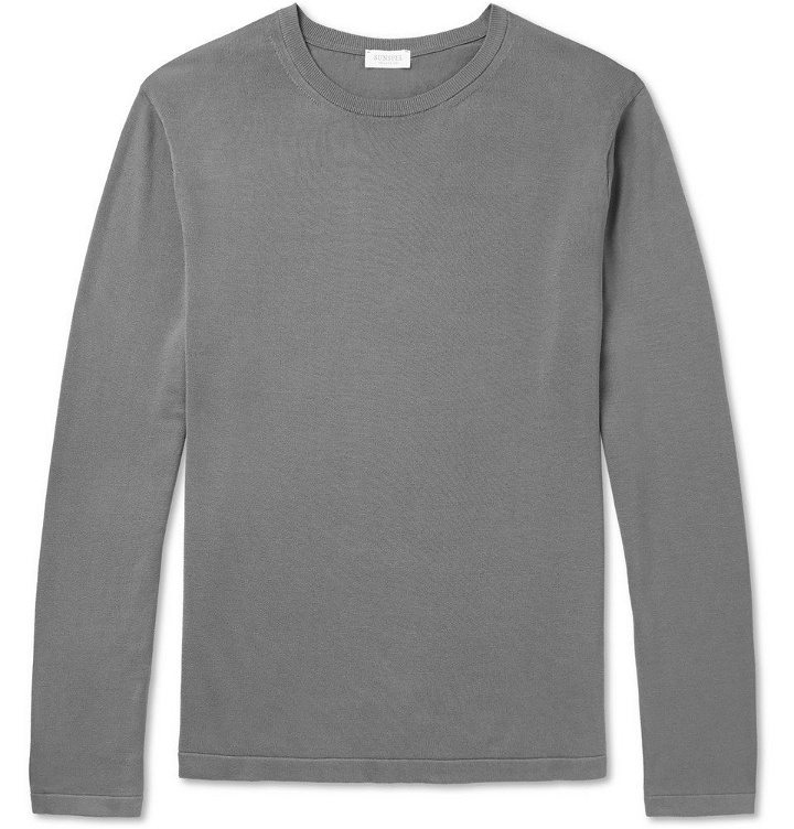 Photo: Sunspel - Sea Island Cotton Sweater - Men - Gray green