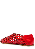 Gia Borghini Peek-a-boo Leather Ballerina Flats Red