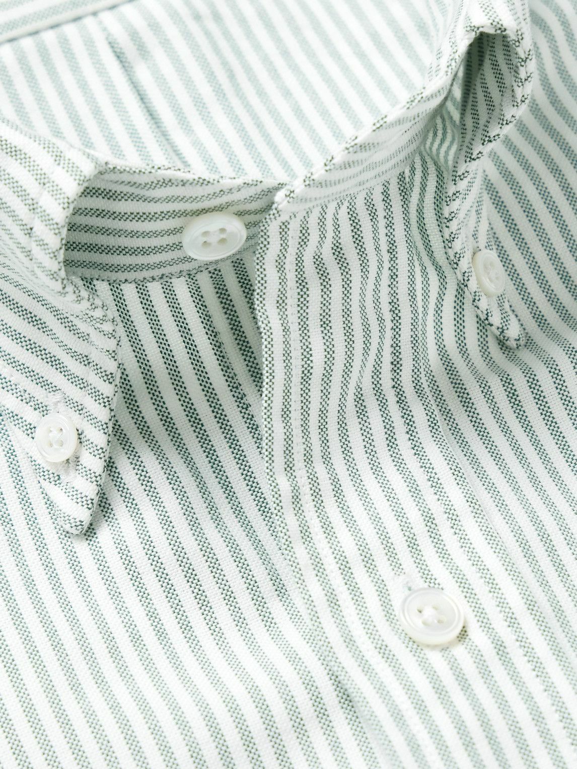 Kingsman - Button-Down Collar Striped Cotton Oxford Shirt - Green