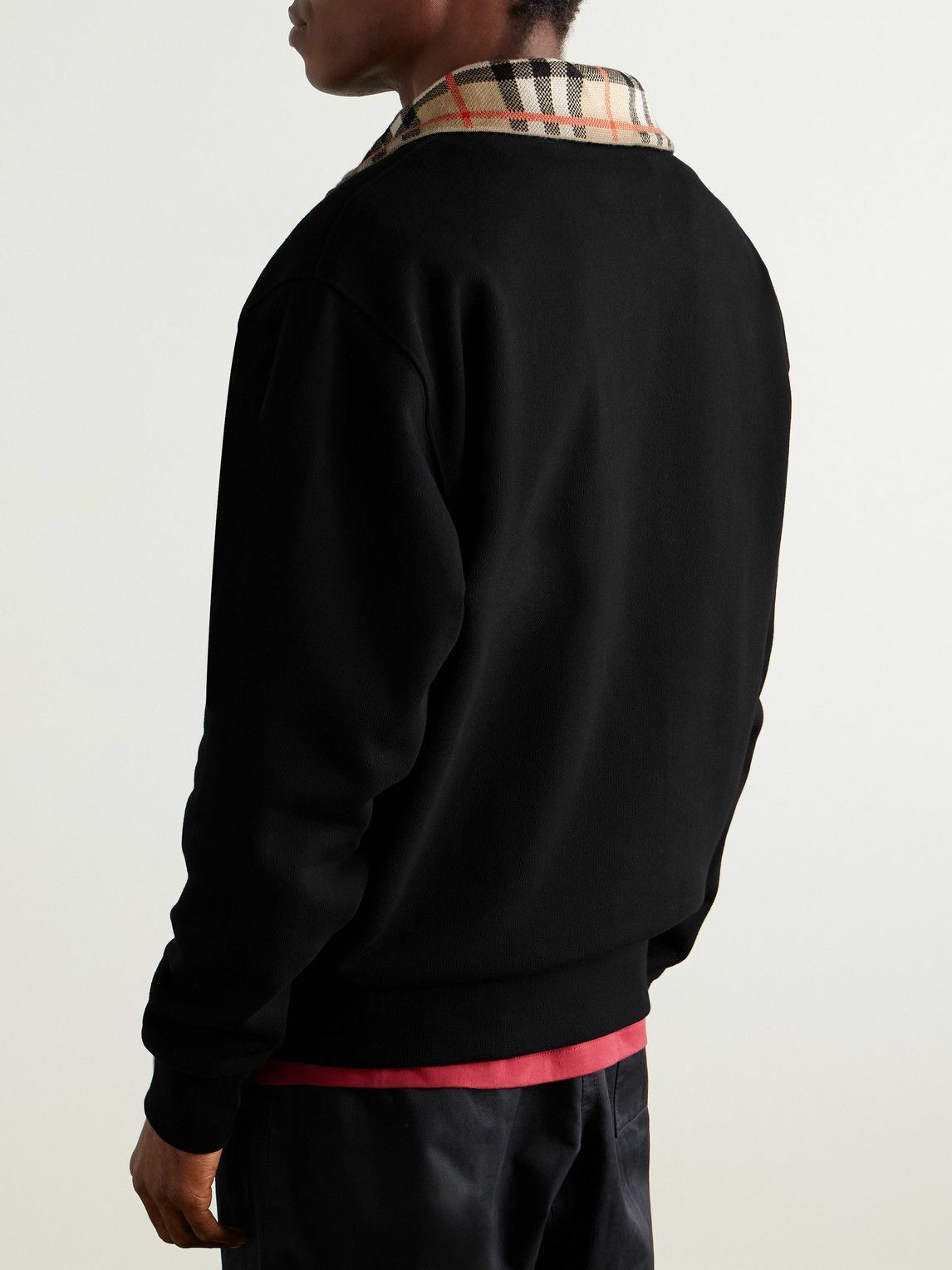 Burberry - Jacquard-Knit Trimmed Logo-Embroidered Cotton-Jersey