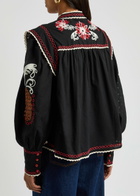 Farm Rio Broderie-anglaise Cotton Blouse Black