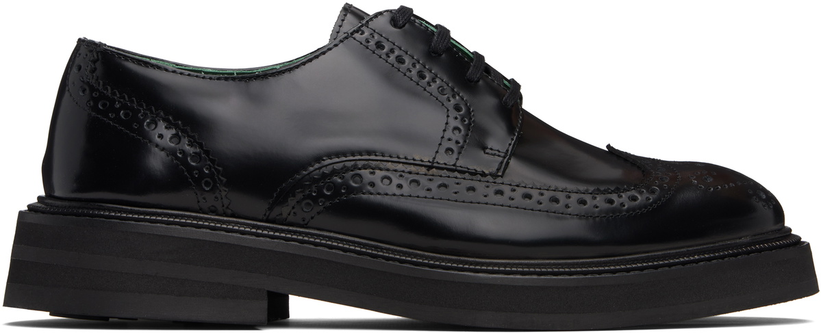 VINNY’s Black Leather Brogue Officer Derbys
