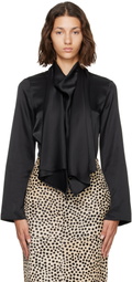 Róhe Black Satin Cape Blouse