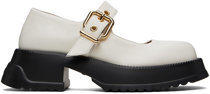 Photo: Marni White Leather Mary Jane Loafers