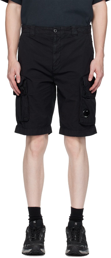 Photo: C.P. Company Black Garment-Dyed Shorts