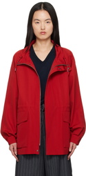 AURALEE Red Wool Max Canvas High Neck Zip Jacket