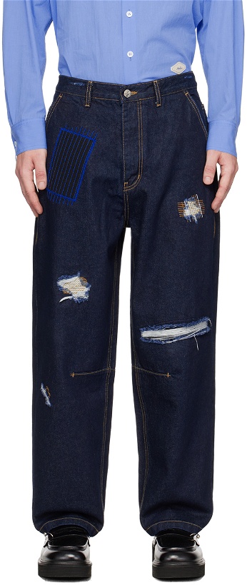 Photo: ADER error Navy Embroidered Jeans