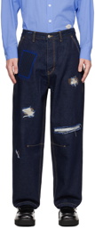 ADER error Navy Embroidered Jeans