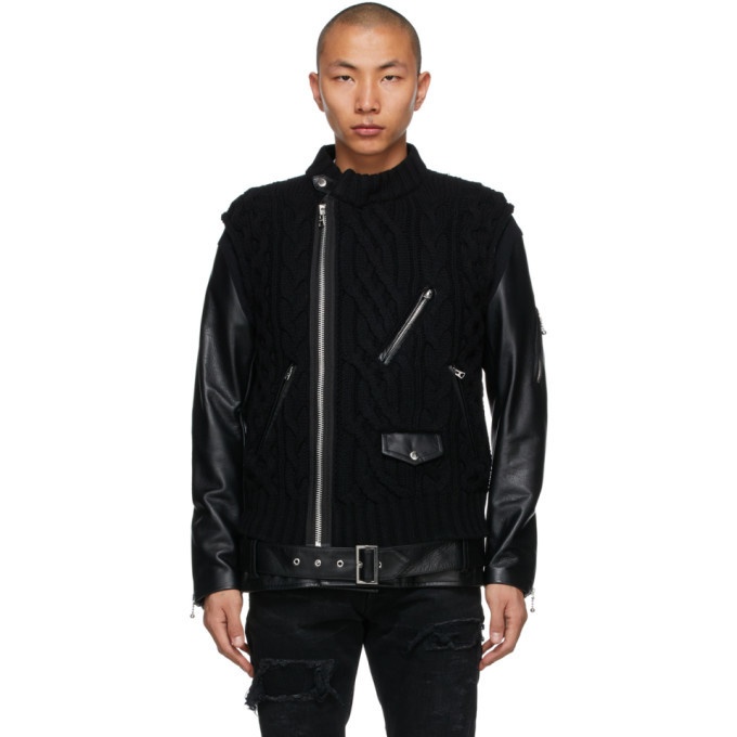 Photo: Undercover Black Sacai Edition Down Leather Sleeve Jacket