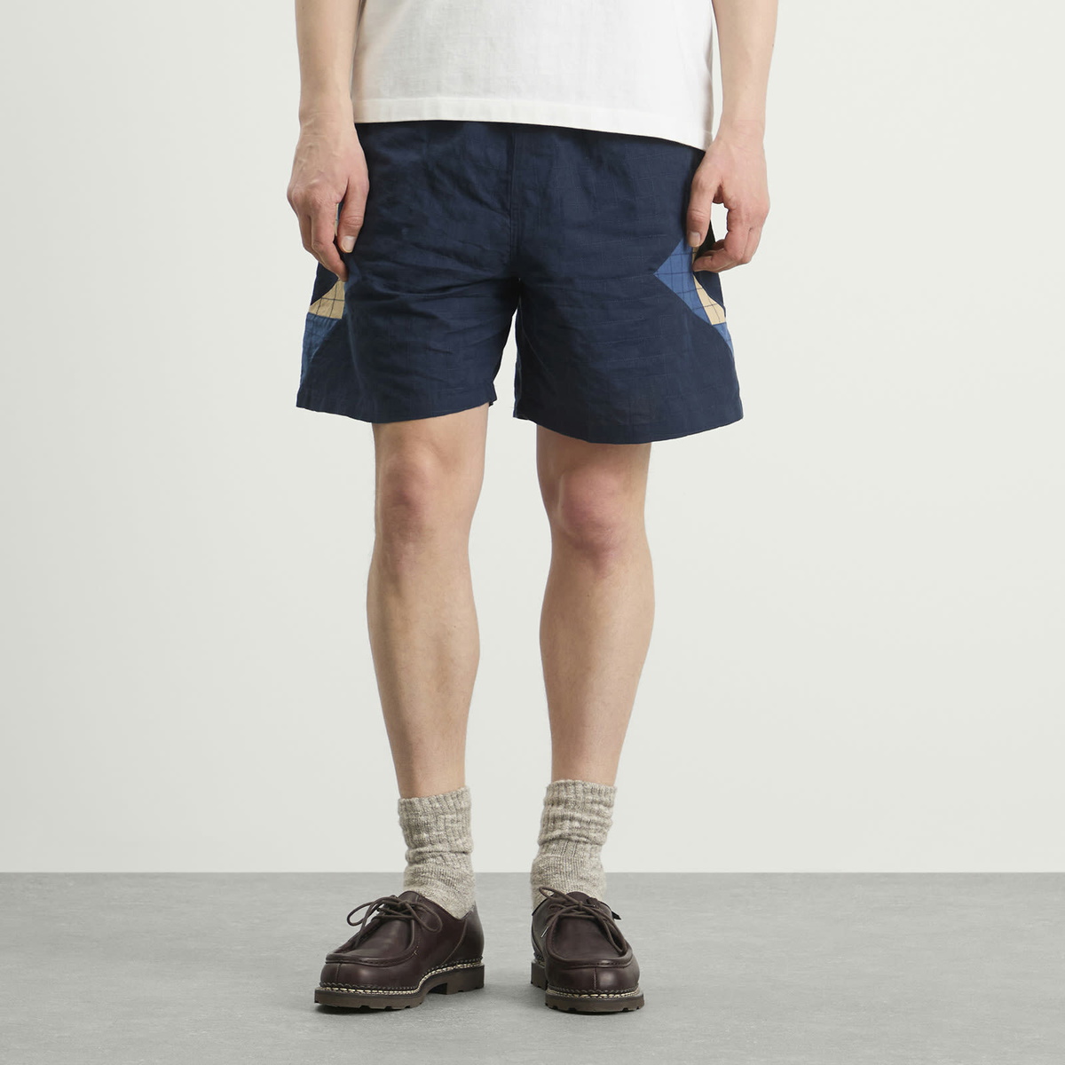 A.P.C. Men's Connor Patchwork Shorts in Indigo