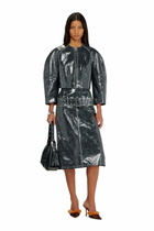 Diesel Patent-leather jacket with cocoon sleeves - Leather jackets Womens in Grey