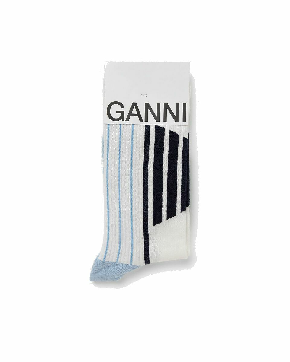 Photo: Ganni Sporty Socks Blue/Beige - Womens - Socks