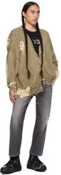 R13 Khaki Distressed Cardigan