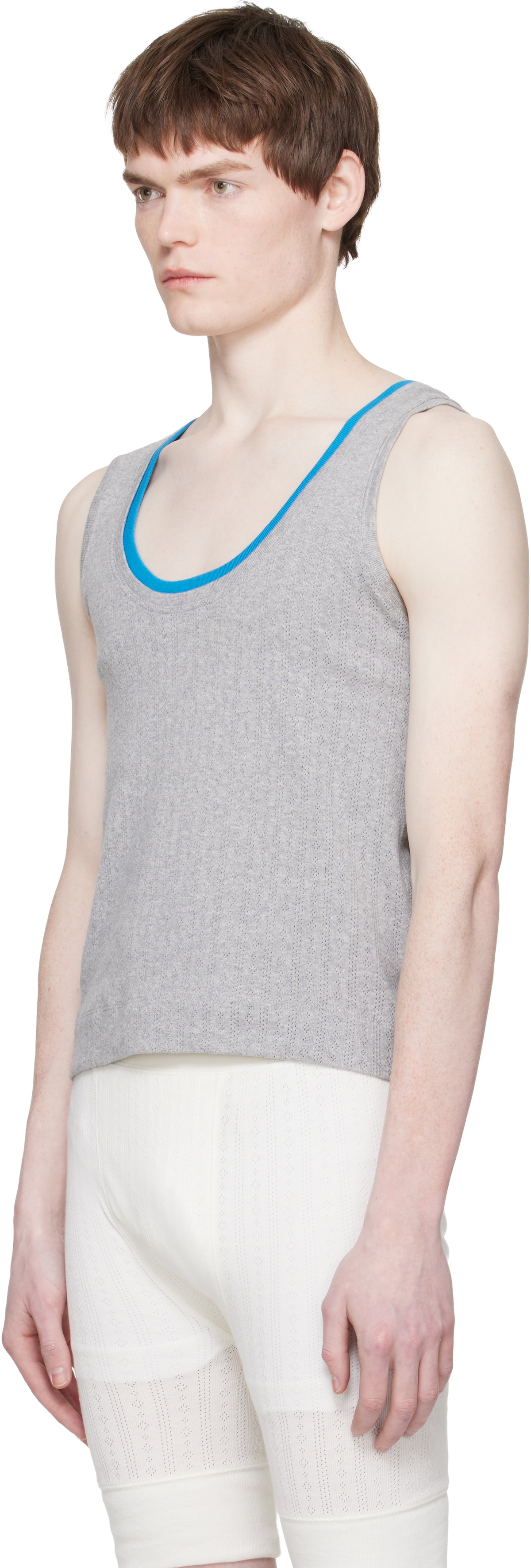 Dries Van Noten Gray Pointelle Tank Top