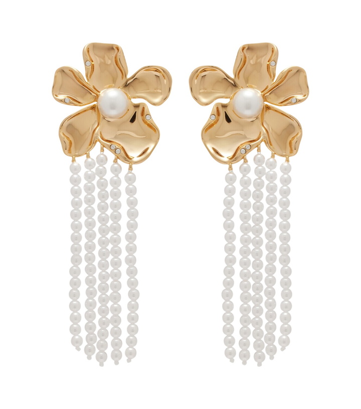 Photo: Self-Portrait Embellished faux pearl drop earrings