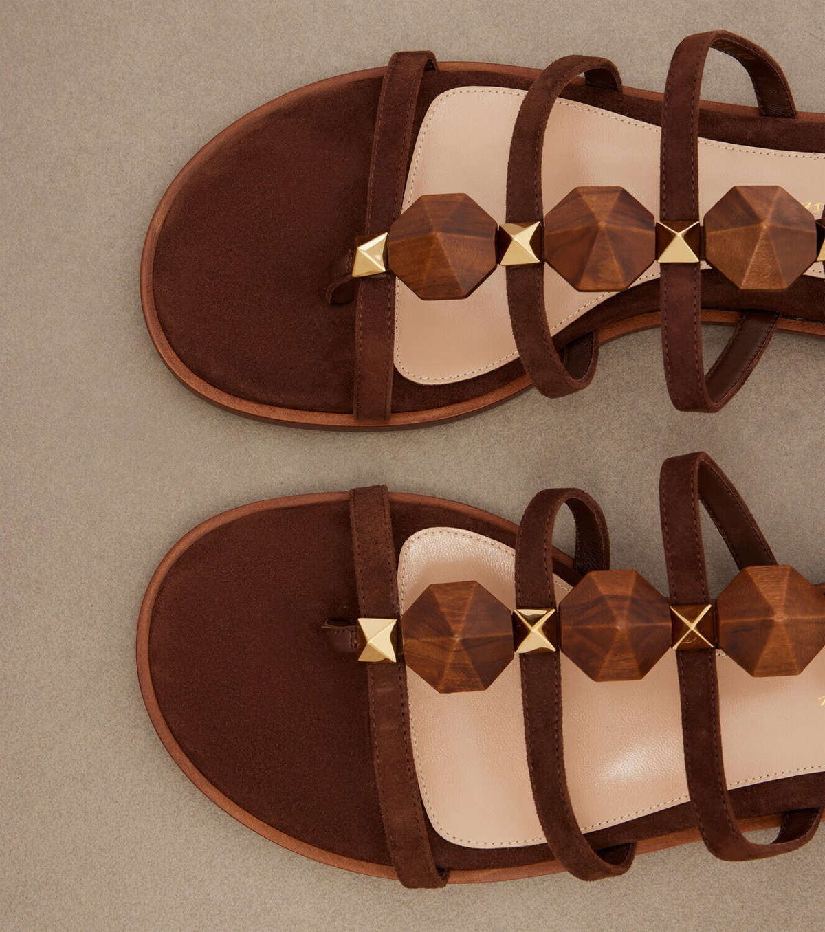 Gianvito Rossi Studded suede thong sandals