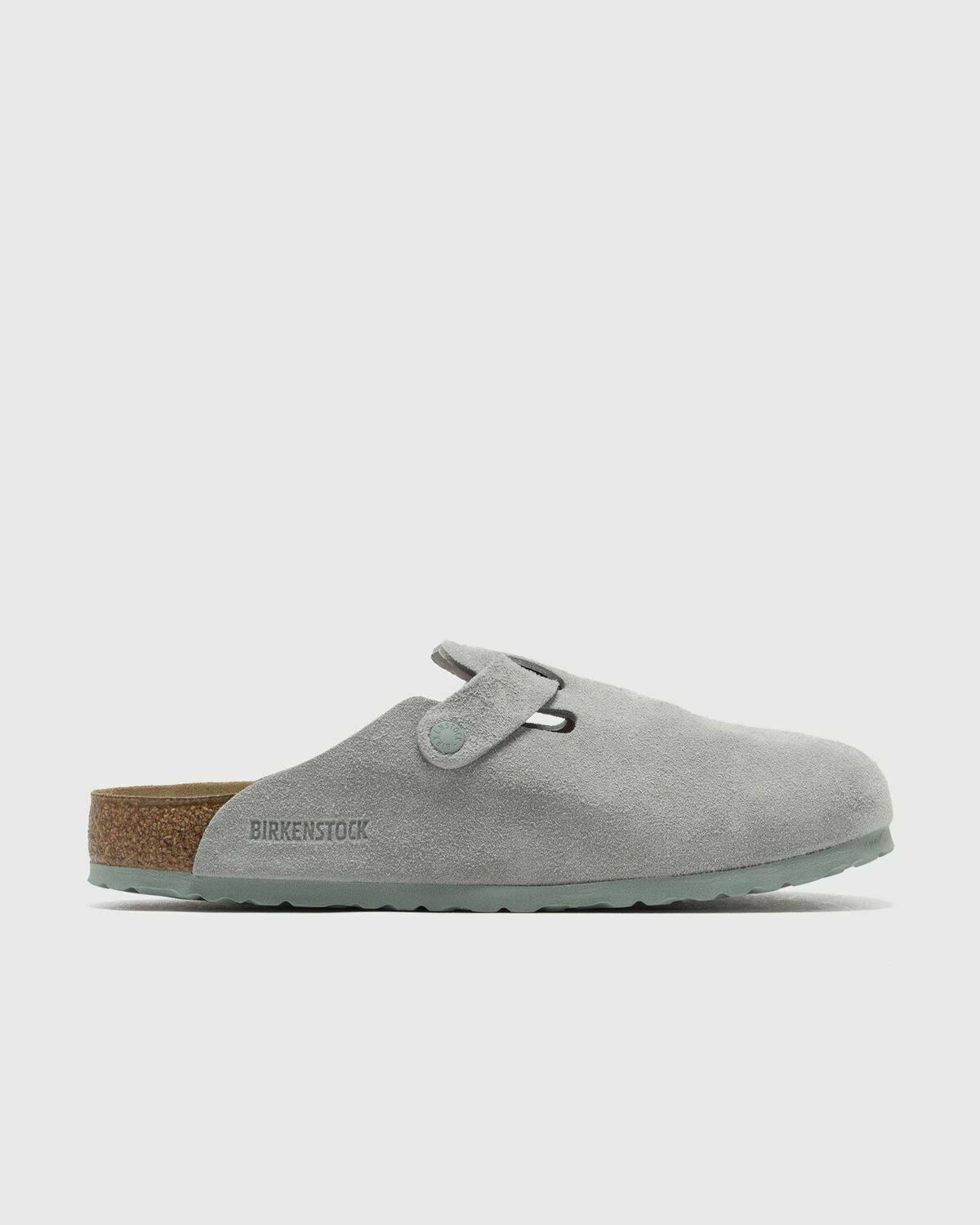 Birkenstock Boston Suede Leather Grey Mens Sandals & Slide