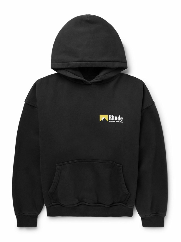 Photo: Rhude - Logo-Print Cotton-Jersey Hoodie - Black