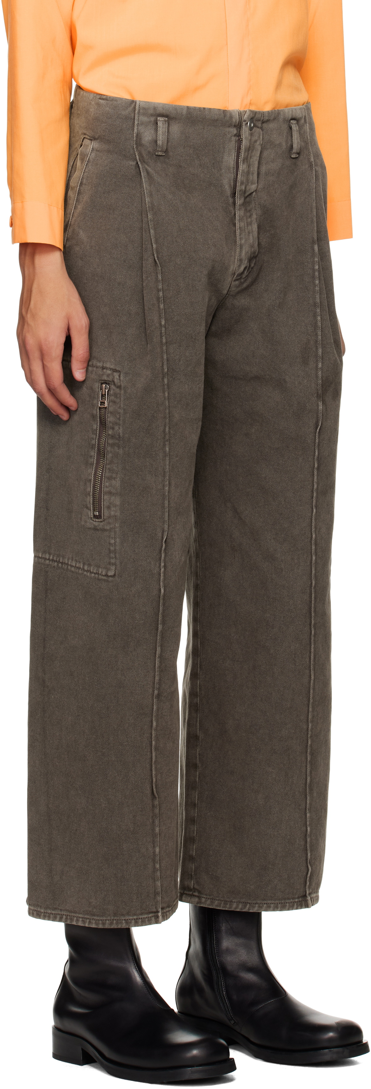 Omar Afridi Brown Octet 2D Denim Cargo Pants Omar Afridi
