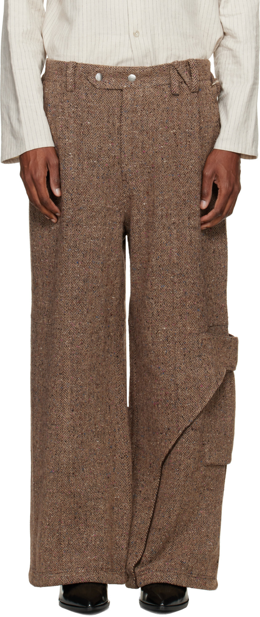 NULLUS Beige Draped Slide Cargo Pants