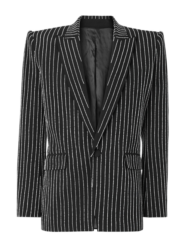 Photo: Balmain - Bead-Embellished Woven Blazer - Black