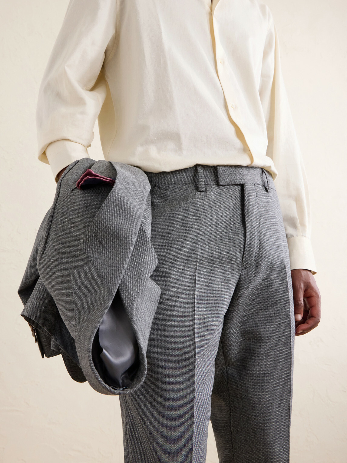 Mr P. - Slim-Fit Wool-Hopsack Suit Trousers - Gray