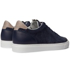 Brunello Cucinelli - Leather-Trimmed Brushed-Suede Sneakers - Blue