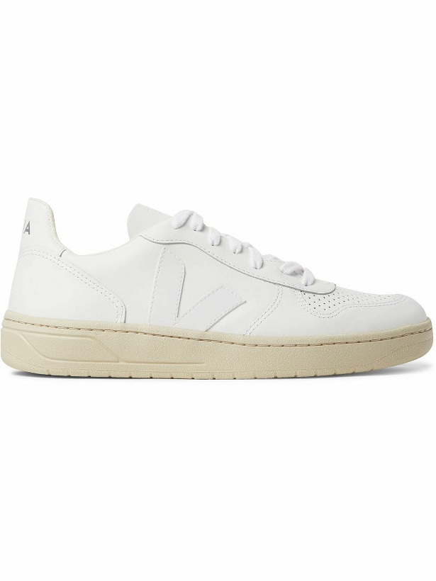 Photo: Veja - V-10 Rubber-trimmed Leather Sneakers - White