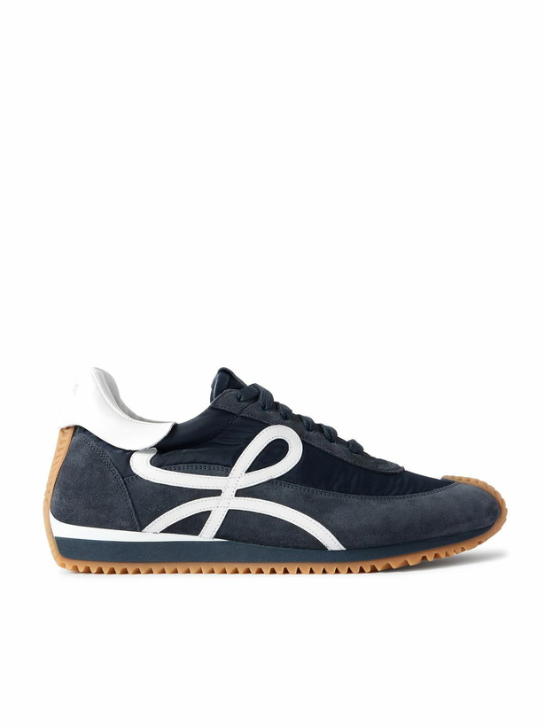 Photo: LOEWE - Flow Runner Leather-Trimmed Suede and Nylon Sneakers - Blue