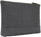 Thom Browne Gray Large Wool 4-Bar Pouch