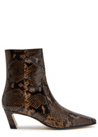 Stuart Weitzman Stassi 50 Snake-effect Leather Ankle Boots Beige