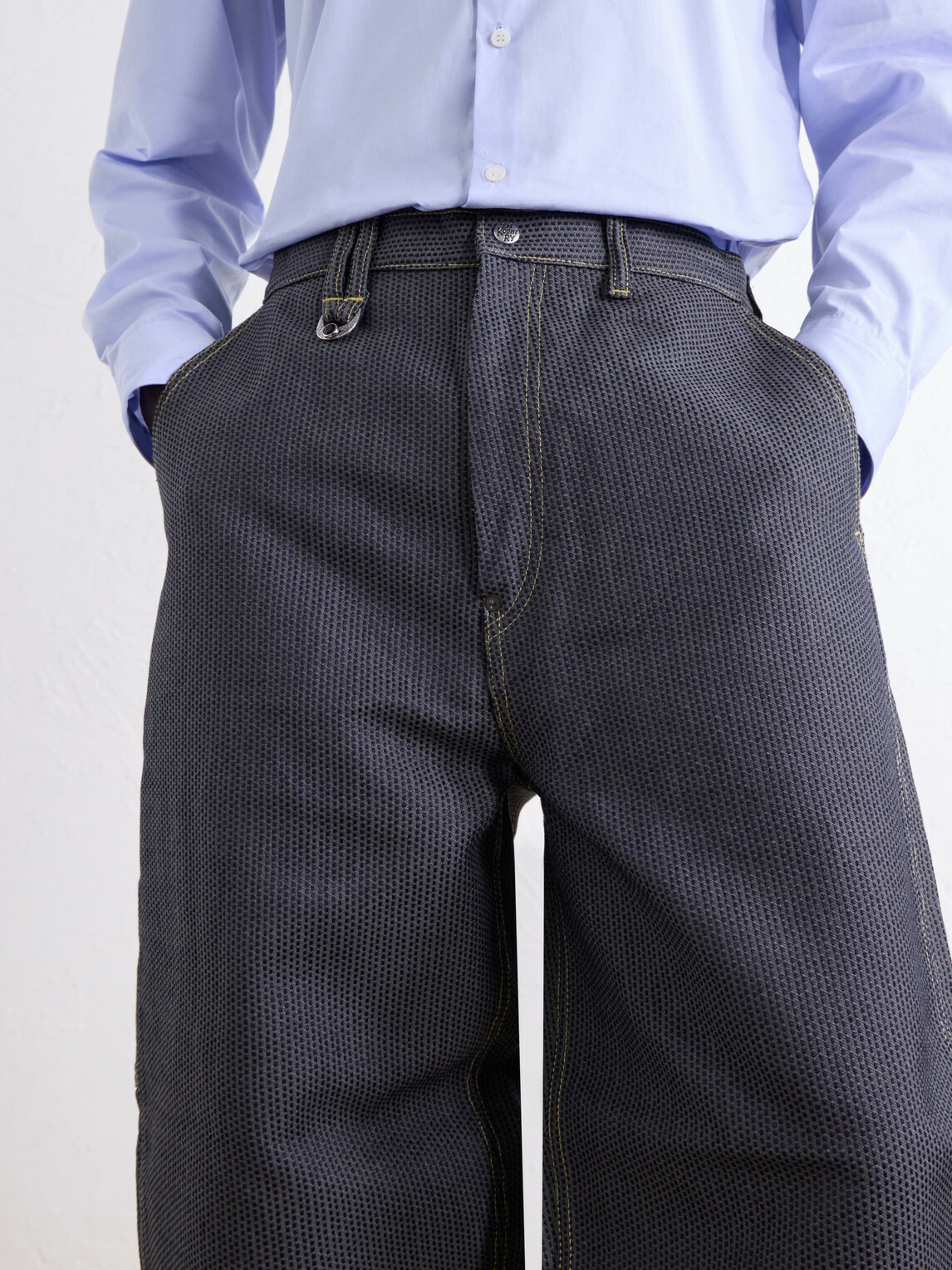 KAPITAL - Straight-Leg Cotton-Jacquard Trousers - Blue