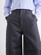 KAPITAL - Straight-Leg Cotton-Jacquard Trousers - Blue