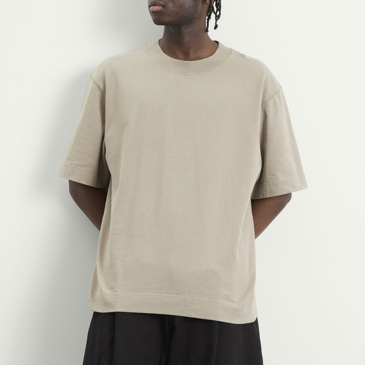 MHL by Margaret Howell Men's Flatlock Crew T-Shirt in Taupe