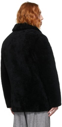 Yves Salomon - Army Black Shearling Buttoned Jacket