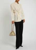 High Skylark Ring-embellished Woven Shirt Beige