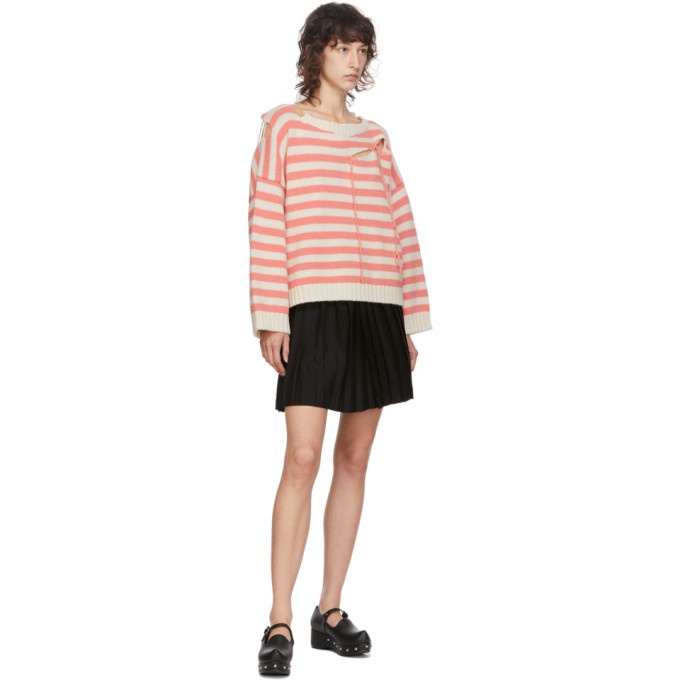 Charles Jeffrey Loverboy Pink and Off-White Striped Slash Sweater