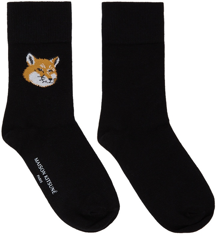 Photo: Maison Kitsuné Black Fox Head Socks