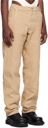Mugler SSENSE Exclusive Beige Spiral Baggy Jeans