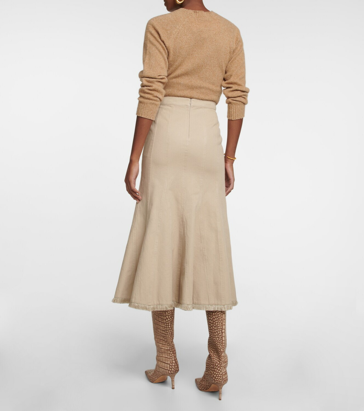 Max Mara - Pleated high-rise cotton midi skirt Max Mara