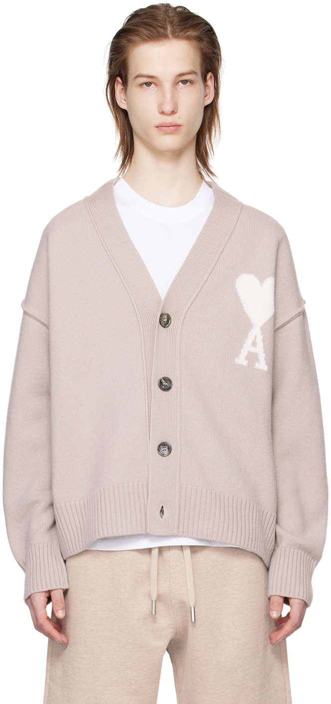 AMI Paris Beige Ami de Cœur Cardigan AMI