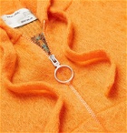 Off-White - Logo-Jacquard Mohair-Blend Zip-Up Hoodie - Orange