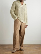 LOEWE - Carpenter Straight-Leg Leather-Trimmed Cotton-Twill Trousers - Neutrals