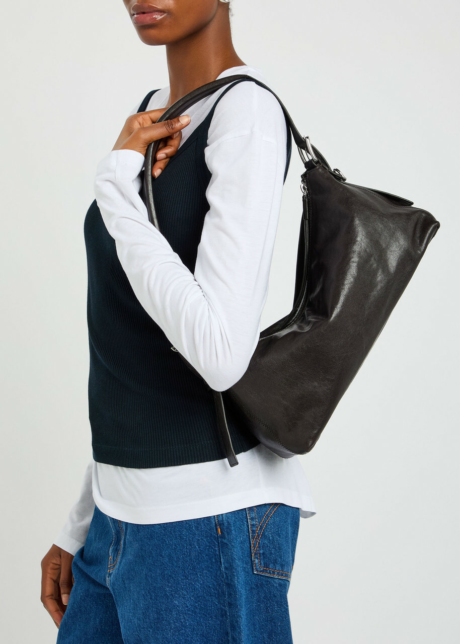 Lemaire Belted Baguette Leather Shoulder bag - Dark Chocolate