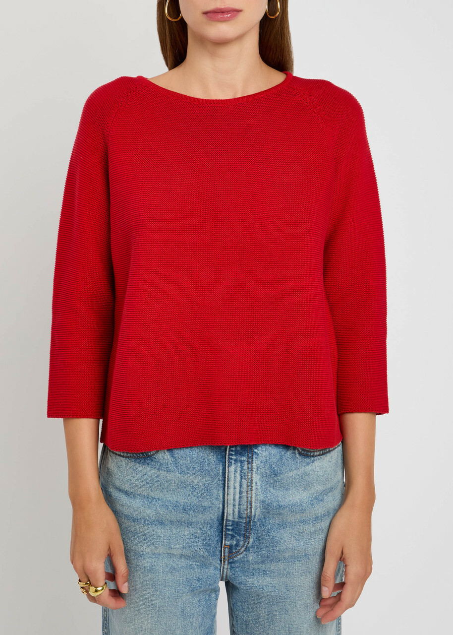 Weekend Max Mara Addotto Knitted Cotton Jumper Red
