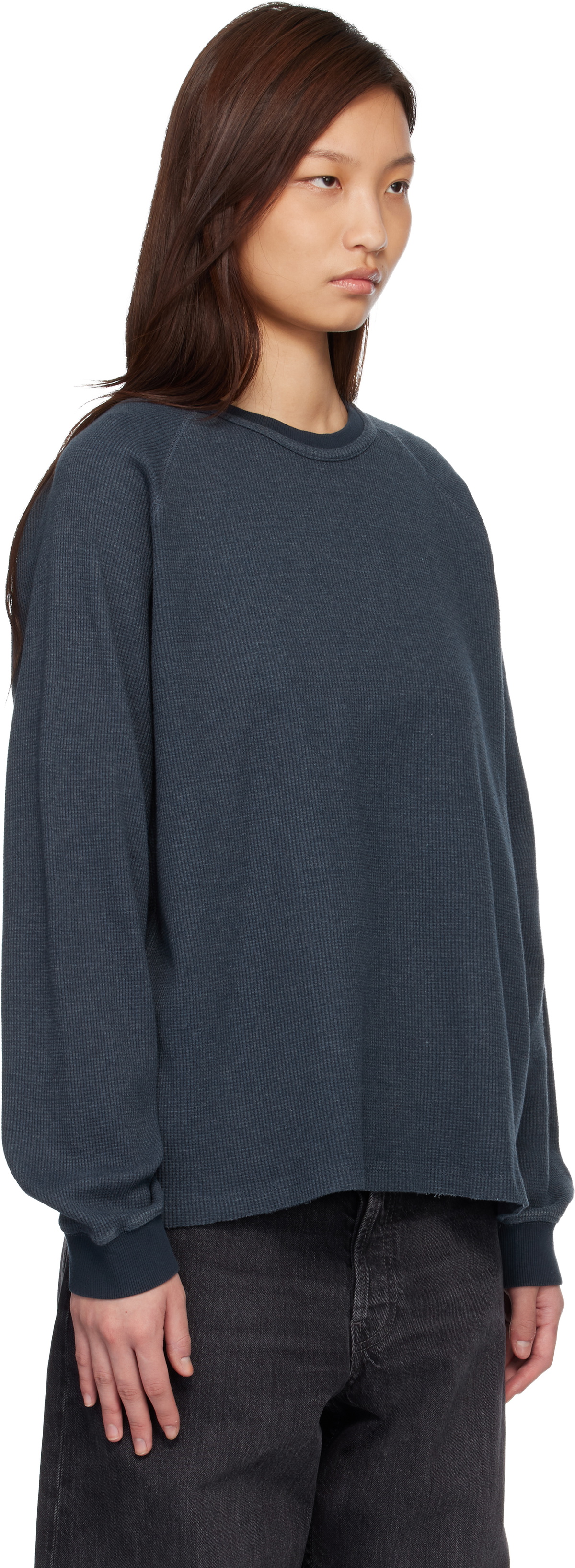 COOR Blue Waffle Raglan Long Sleeve T-shirt