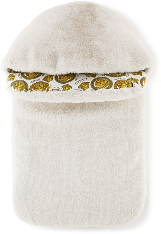 Photo: Versace Baby Off-White Faux-Fur Nest Sleeping Bag